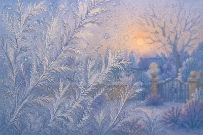 Delicate Frost Patterns on Winter Window