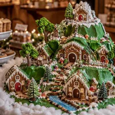 Whimsical Gingerbread Village Holiday Display