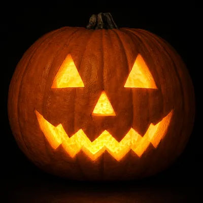 Glowing Halloween Jack O Lantern Close Up