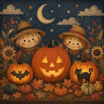 Glowing Jack O Lantern Pumpkin Still Life