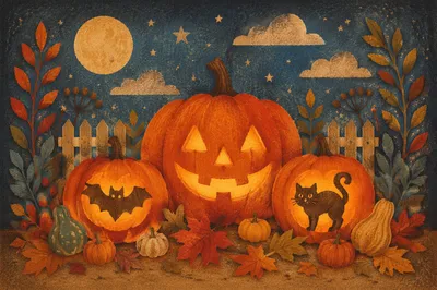 Glowing Jack O Lantern Pumpkin Trio