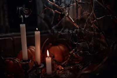 Spooky Candlelit Spiderweb Halloween Corner