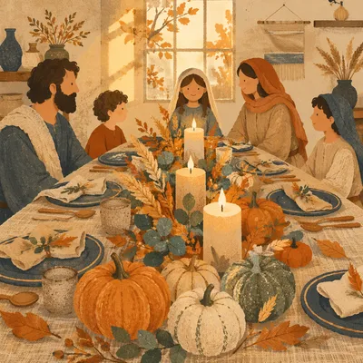 Rustic Autumn Harvest Table with Candles