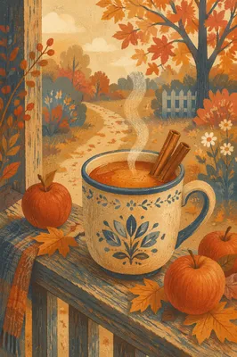 Cozy Hot Apple Cider Autumn Porch