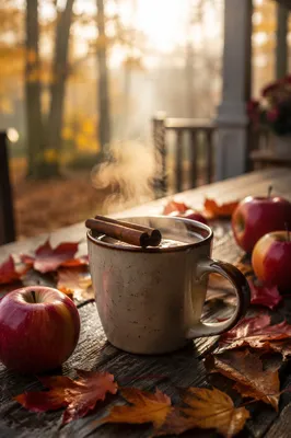 Cozy Hot Apple Cider in Autumn