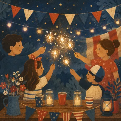 Independence Day Sparklers at Twilight Gathering