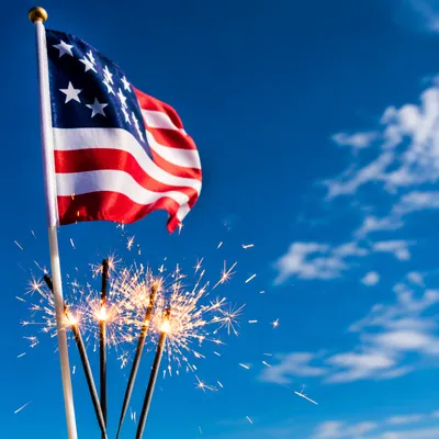 Independence Day Sparklers and Patriotic Fabric