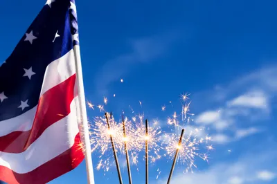 Independence Day Sparklers and Patriotic Sky