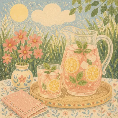 Pastel Pink Lemonade Garden Still Life