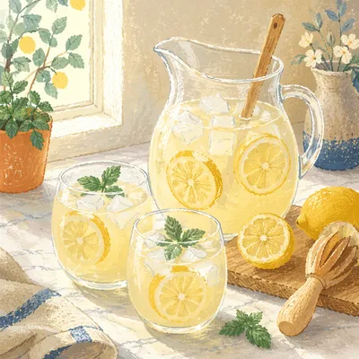 Fresh Summer Lemonade Pitcher with Mint