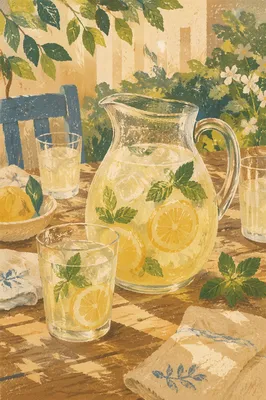 Sunlit Lemonade Pitcher with Mint and Ice