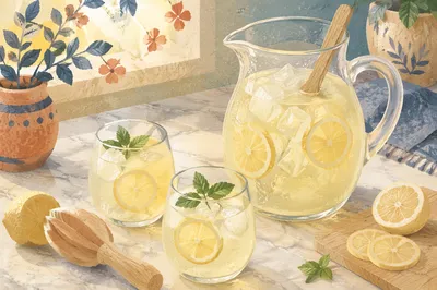 Fresh Summer Lemonade Pitcher with Mint