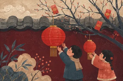 Lunar New Year Lanterns and Red Envelopes
