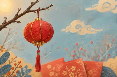 Lunar New Year Lantern and Red Envelopes