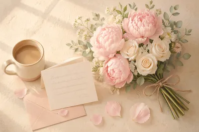 Mothers Day Flowers and Card Table Scene