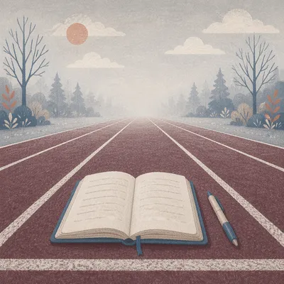 New Year Goals Journal on Foggy Track