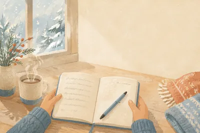 New Year Goal Journal on Winter Desk