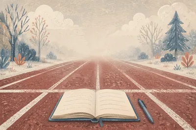 New Year Goal Journal on Foggy Track