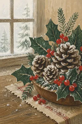 Pine Cone and Holly Winter Arrangement