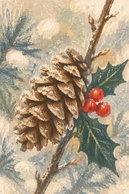 Frosted Pine Cone and Holly Arrangement