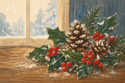 Rustic Pine Cone and Holly Winter Arrangement