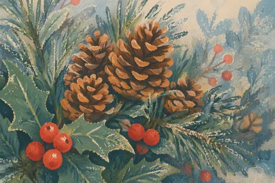 Rustic Pine Cone and Holly Winter Arrangement