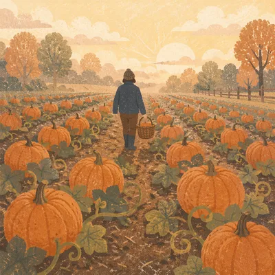 Golden Morning Pumpkin Patch Harvest Rows