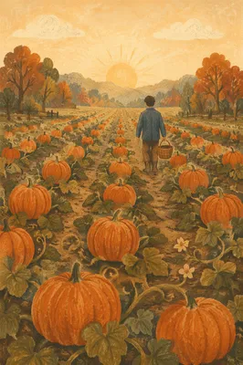 Golden Morning Pumpkin Patch Harvest Rows