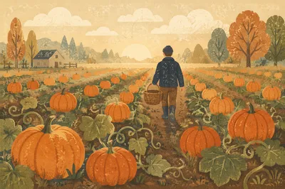 Golden Morning Pumpkin Patch Harvest Rows