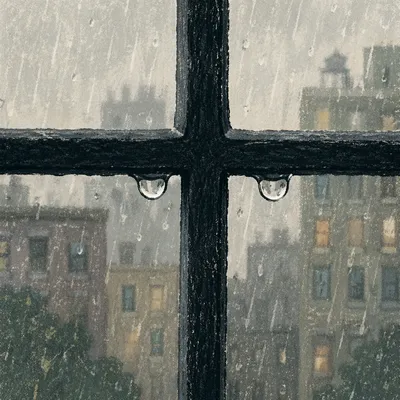 Rainy Window Cross with City Bokeh