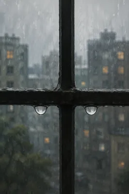Rainy Window Cross with Blurred City Lights