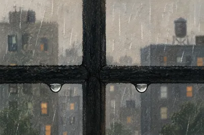 Rainy Window Cross with City Bokeh