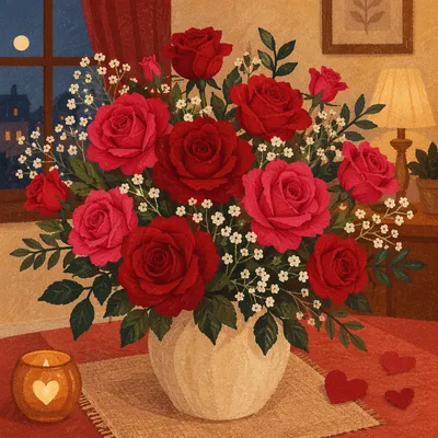 Romantic Red Roses Valentine Bouquet