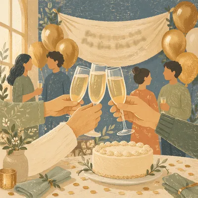 Golden Retirement Celebration Banner and Balloons