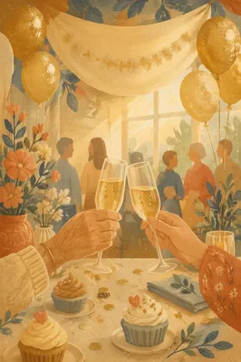 Golden Retirement Celebration Banner and Balloons
