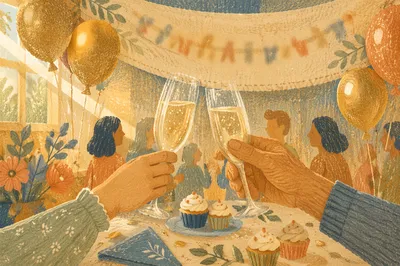 Warm Retirement Celebration with Gold Balloons