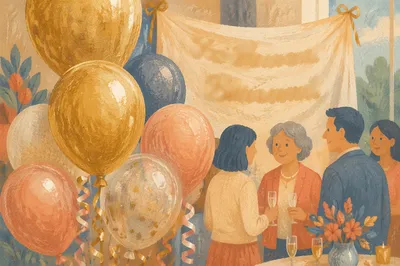 Elegant Retirement Celebration Gold Balloon Banner