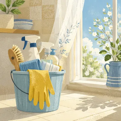 Spring Cleaning Bucket by Sunny Window