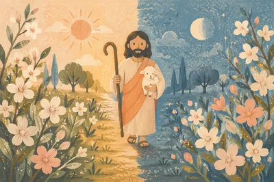 Spring Equinox Meadow with Blossoming Path