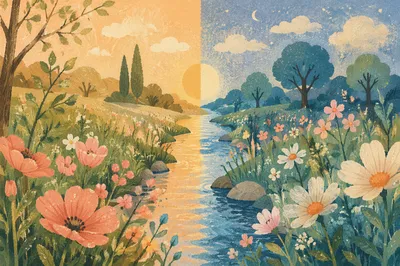 Spring Equinox Meadow at Sunrise