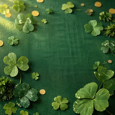 Shamrock Flat Lay on Emerald Linen