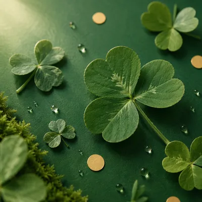 Elegant Shamrock Flat Lay Green Background