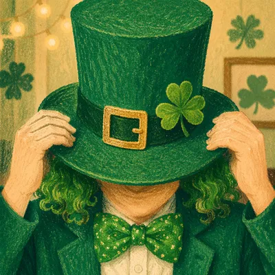 Festive Green Hat and Shamrock Background