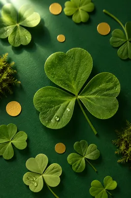 Elegant Shamrock Flat Lay Green Background