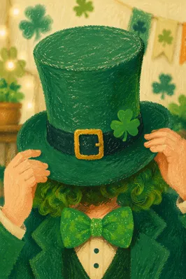 Festive St Patricks Day Green Hat Portrait