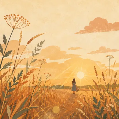 Golden Summer Solstice Sunset Meadow
