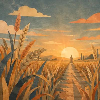 Summer Solstice Sunset Over Golden Field