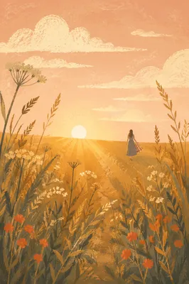 Golden Summer Solstice Sunset Meadow
