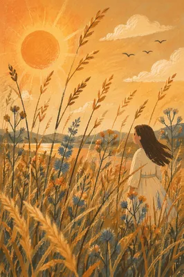Summer Solstice Golden Meadow at Sunset