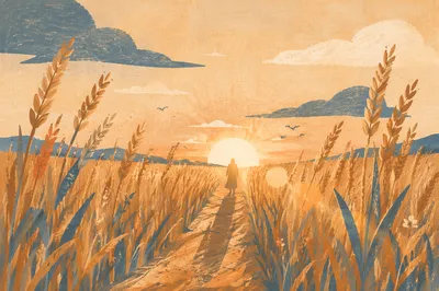Summer Solstice Sunset Over Golden Field